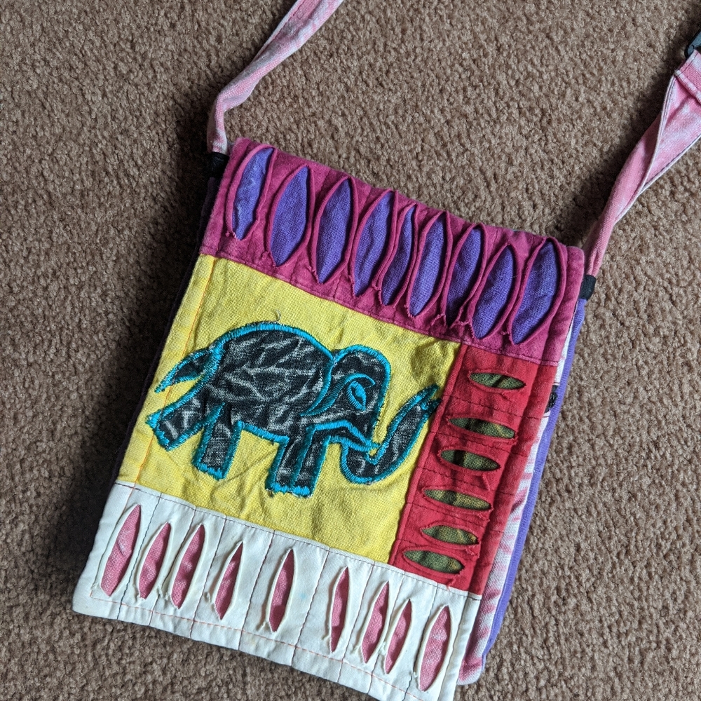 Cross Body Elephant Multi Colored Bag